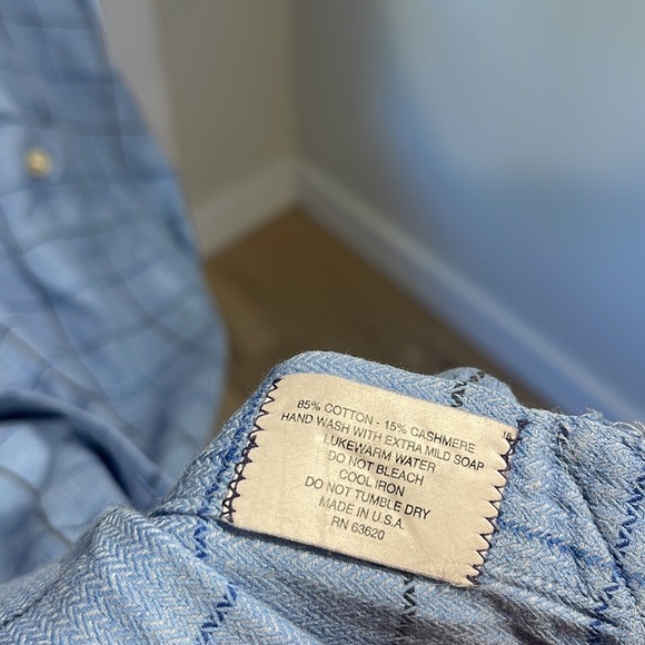 Burberry - M Cashmere Blend Blue Square Design, Size Large - Picture 4 of 7